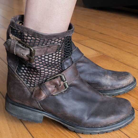 STEVE MADDEN Moto Boots, Leather & Mesh, Size 8.5 - Picture 1 of 7